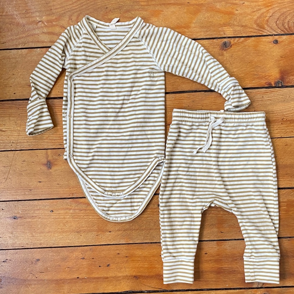 Quincy Mae Striped Baby Wrap Top and Pants - 3-6 months, 6-12 months